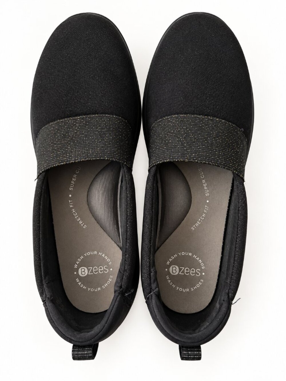 BZees Gracie Women's Slip-On Loafers – Black Shimmer – Size 7.5 M